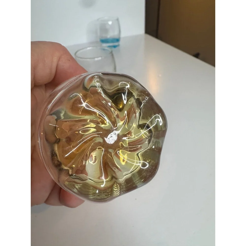 Vintage Colored Swirl Bottom‎ Shot Glasses Set Rainbow Hand Blown Style Barware